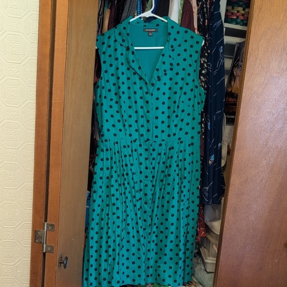 Teal Polka Dot Sleeveless Dress